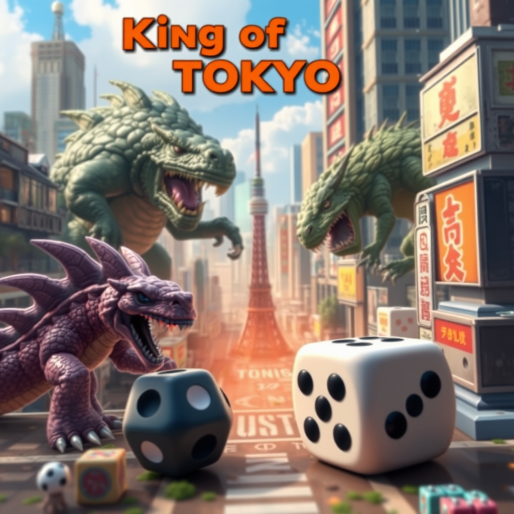 King of Tokyo társasjáték óriás szörnyek és kockák a Tokyo városában